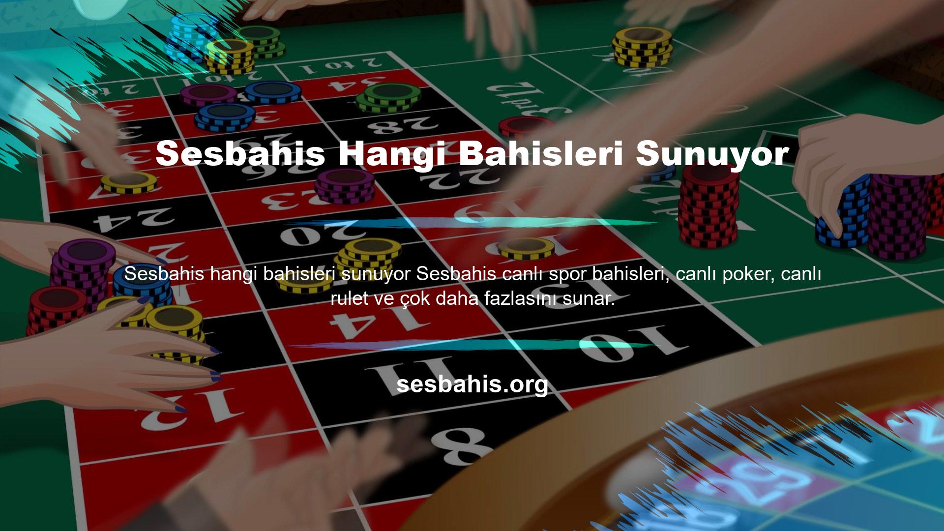 Sesbahis, online casinolarda ve bahis sitelerinde bulabileceğiniz tüm spor ve casino oyunlarını uluslararası geçerliliğe sahip oyun ve casino oyunları lisansı ile bir araya getiriyor
